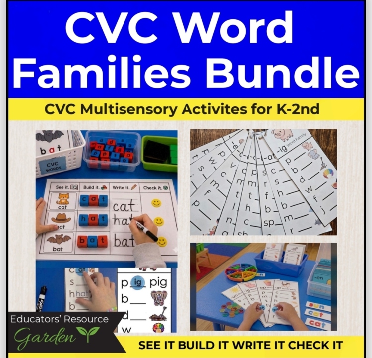 CVC Word Family Bundle | Hands-On Literacy Centers ( Phonics Activities)
