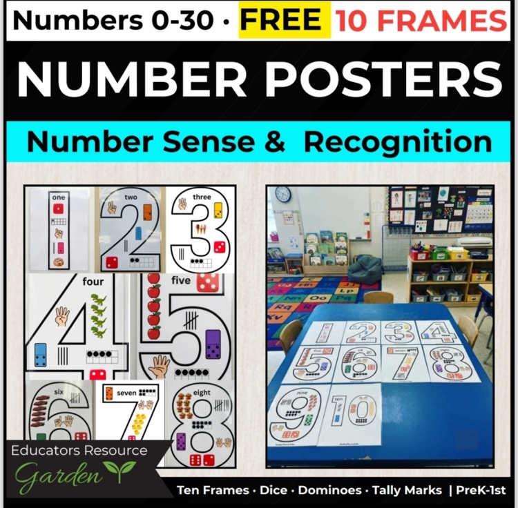 Number Posters 0–30 | Number Sense, Recognition & Counting &  | Classroom Deco