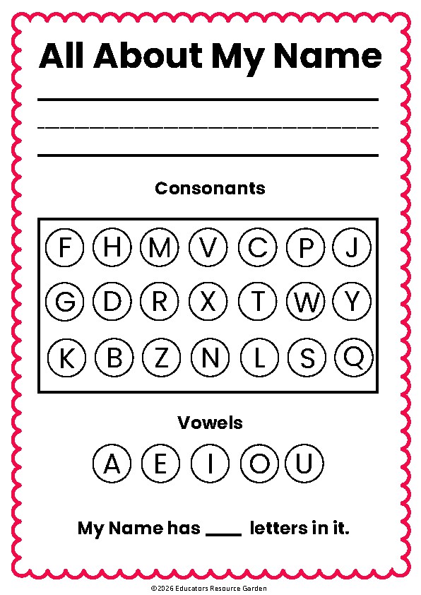 All about my name FREE Sample I All About Me Activity I Back to School